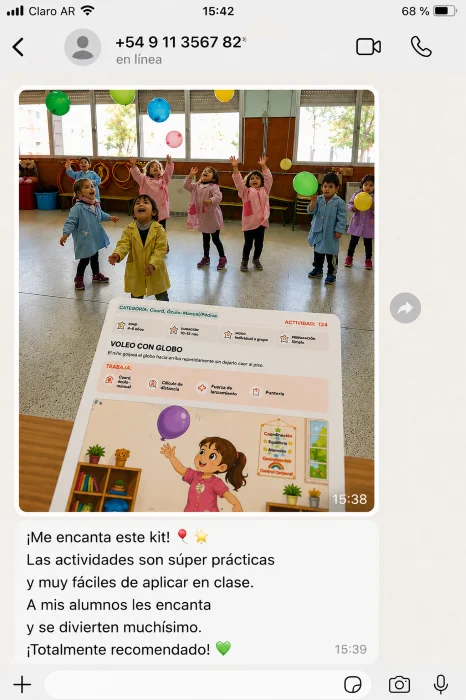 Testimonio por WhatsApp: actividades súper prácticas y fáciles de aplicar en clase